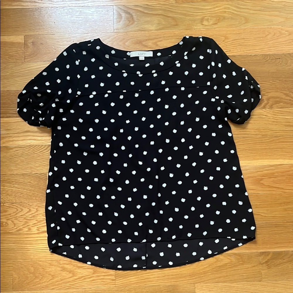 LOFT Black and White Blouse Elegant Top